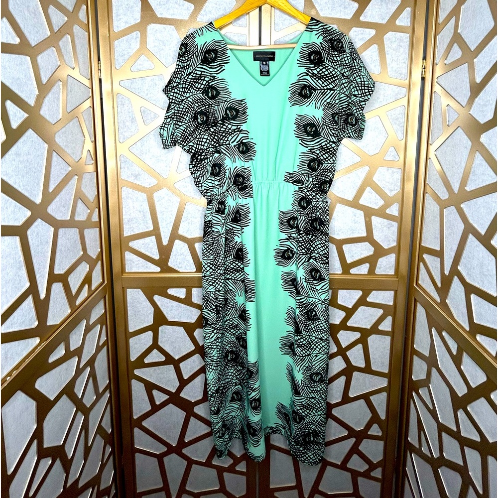 Corey Lynn Calter Peacock Feather Midi Dress